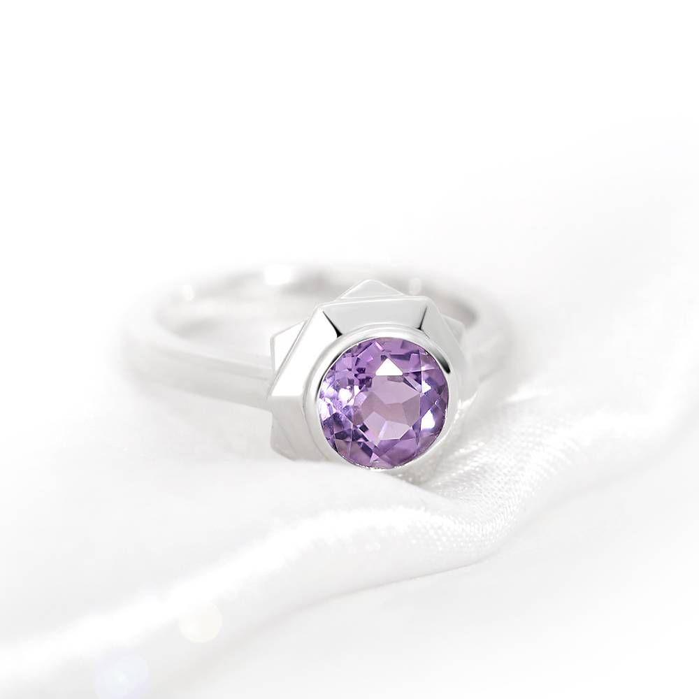 Destiny Engagement Ring Natural Amethyst 925 Sterling Silver