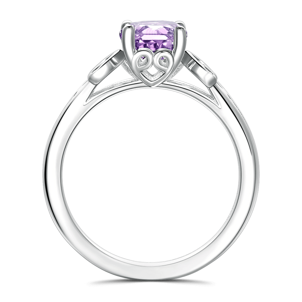 Cherish Engagement Ring Natural Amethyst 925 Sterling Silver