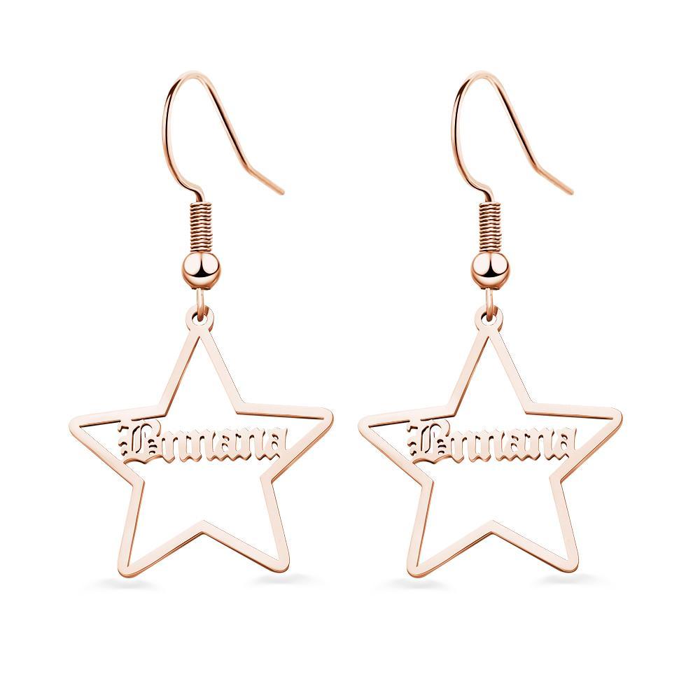 Custom Engraved Earrings Stainless Steel Star-shaped Earrings