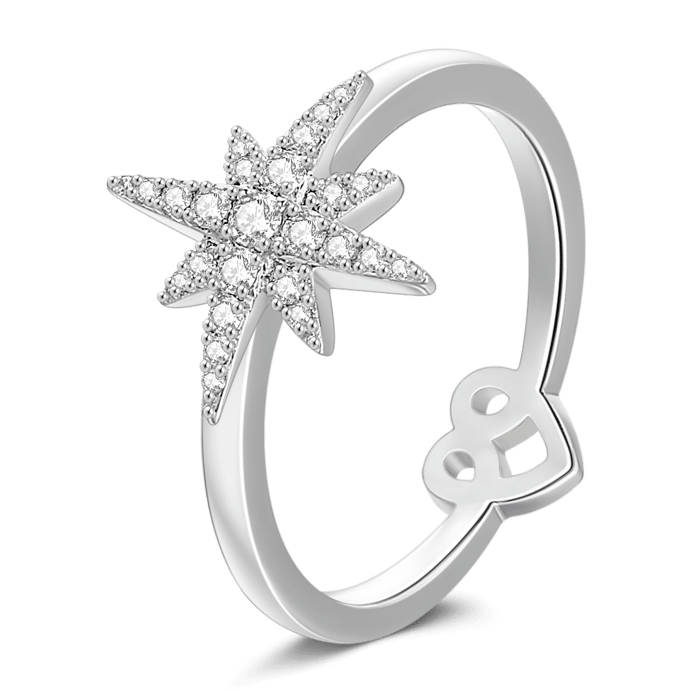 Meteorites Ring Platinum Plated 925 Sterling Silver Zircon