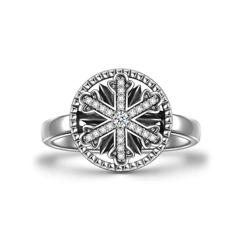 Winter Snowflake Ring Charm 925 Sterling Silver