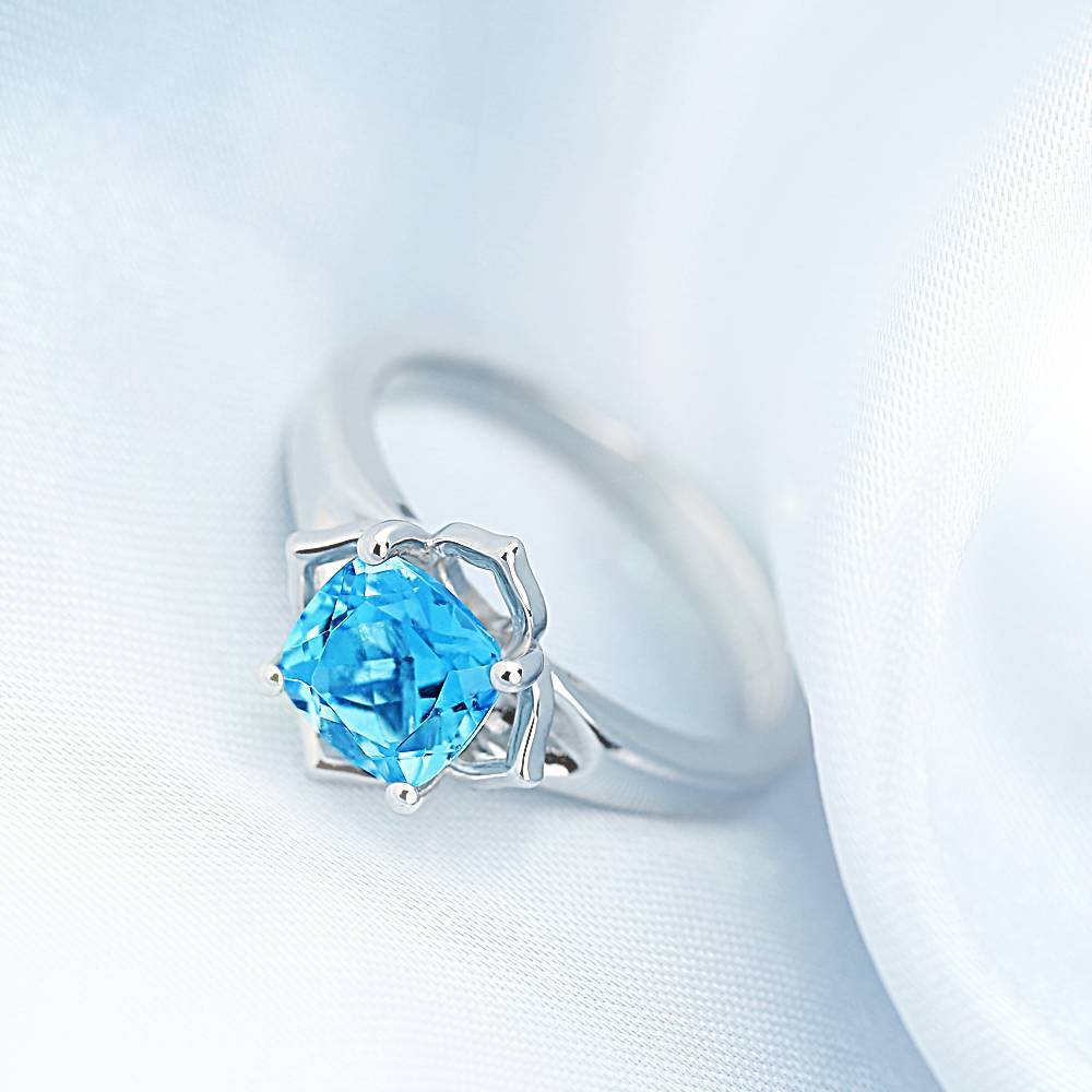 Bloom Engagement Ring Natural Topaz 925 Sterling Silver