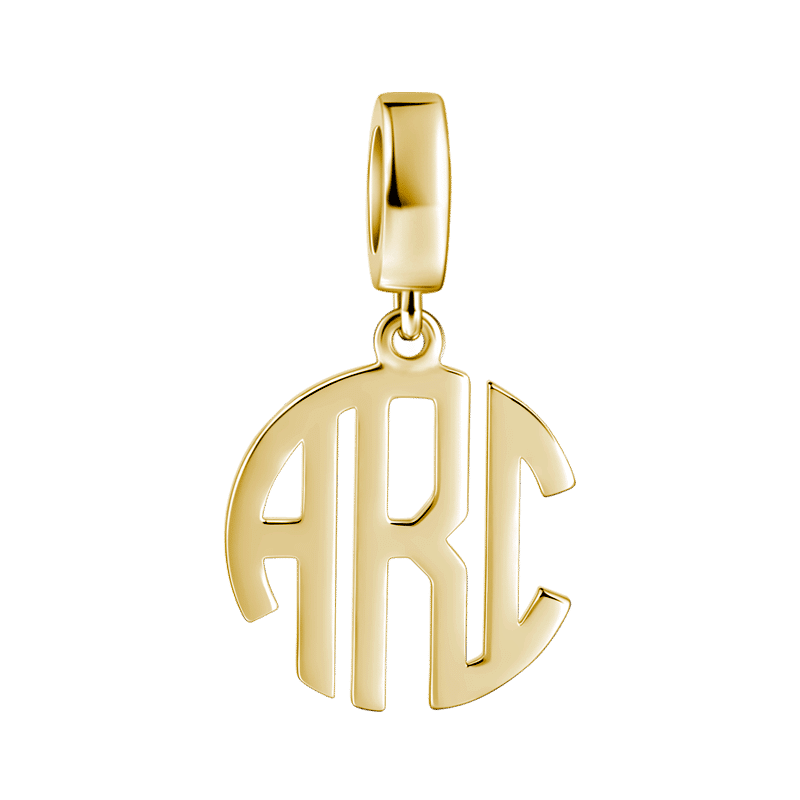 Personalized Block Monogram Pendant Charm 14k Gold Plated Silver - soufeelus