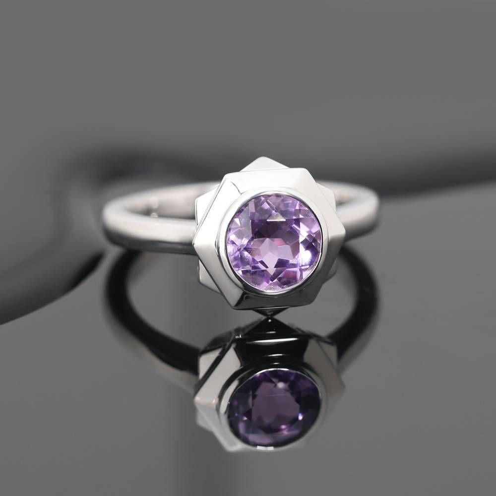 Destiny Engagement Ring Natural Amethyst 925 Sterling Silver