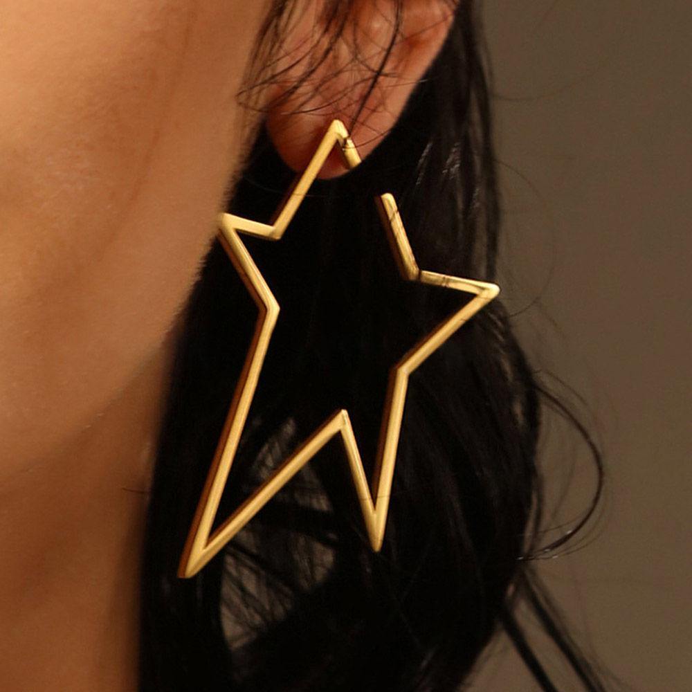 Star Earrings Gold Plated Alloy - soufeelus