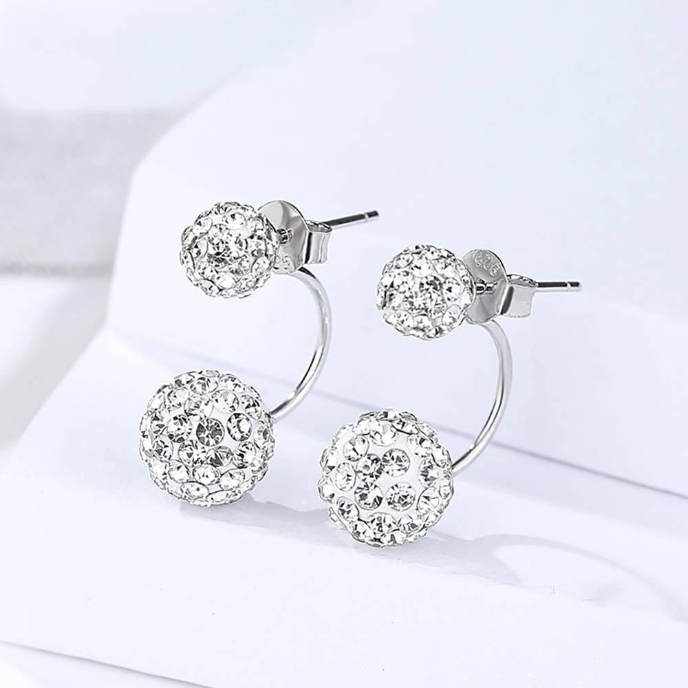 Drill Ball Earrings Silver - soufeelus