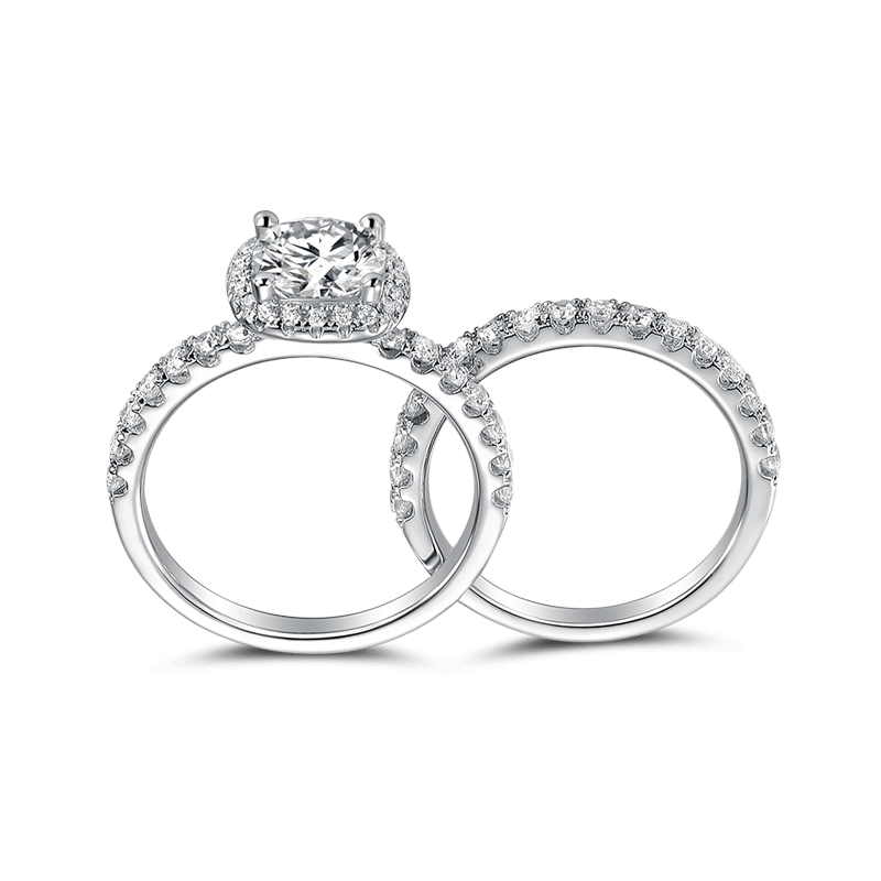 Female Lucky Love Wedding Ring Set 925 Sterling Silver