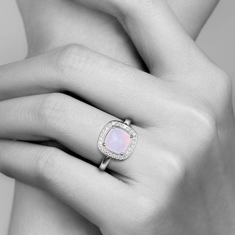 Pink Crystal Luminous Love Ring 925 Sterling Silver