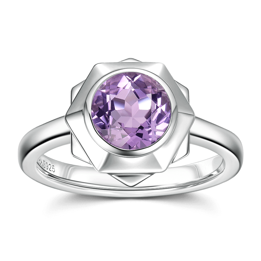 Destiny Engagement Ring Natural Amethyst 925 Sterling Silver