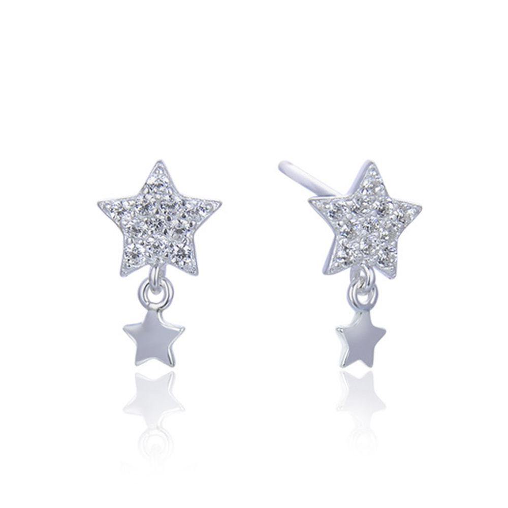 Stars Drop Earrings Silver - soufeelus