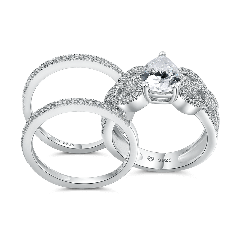 Female Promise Wedding Ring Set 925 Sterling Silver