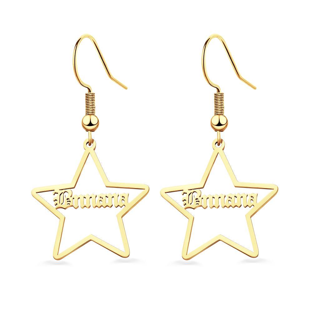 Custom Engraved Earrings Stainless Steel Star-shaped Earrings