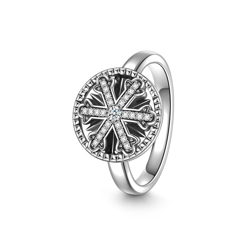 Winter Snowflake Ring Charm 925 Sterling Silver