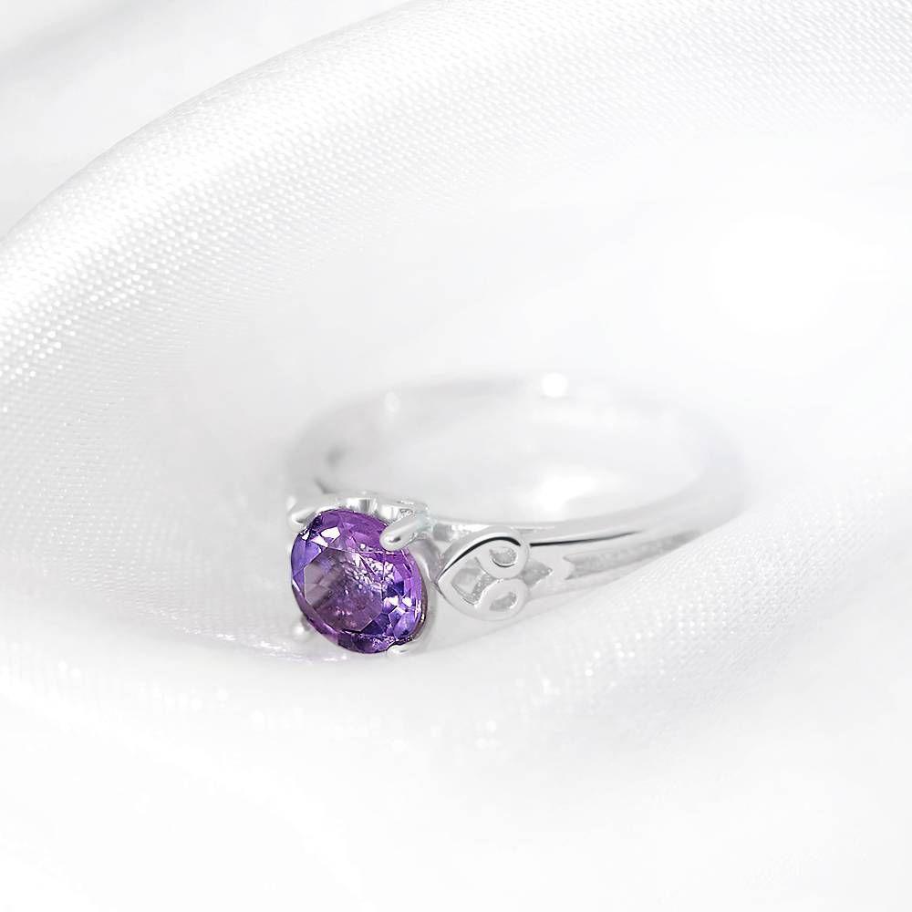 Cherish Engagement Ring Natural Amethyst 925 Sterling Silver