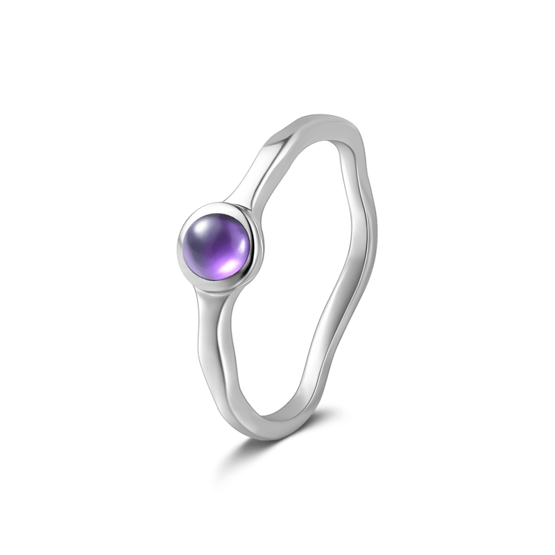 Purple Crystal Ring 925 Sterling Silver