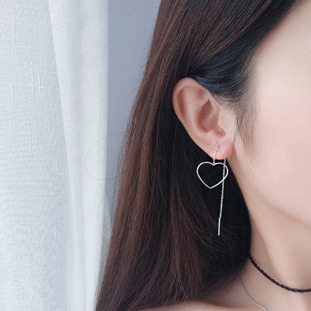 Heart-shaped Ear Lines Sterling Silver - soufeelus