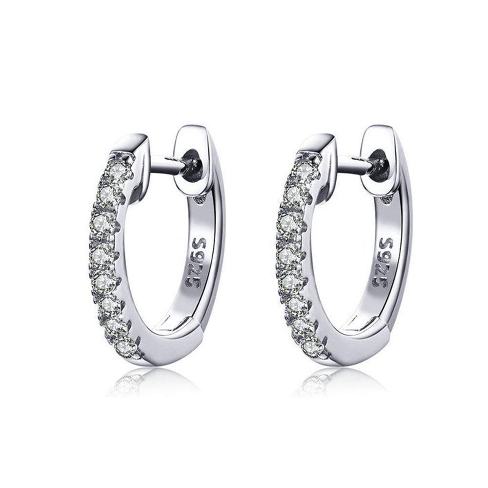 Simple Style Stud Earrings Zircon Silver - soufeelus