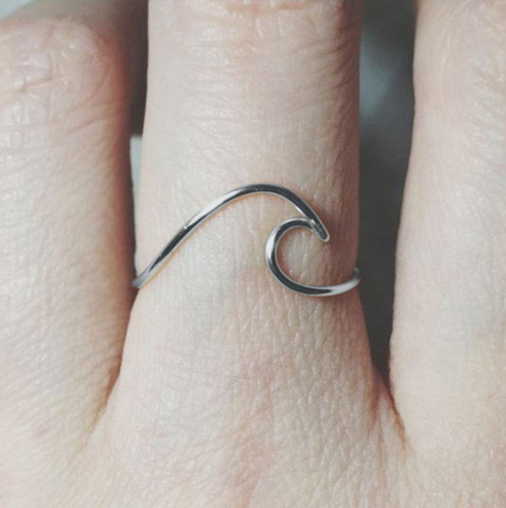 Wave Ring Dainty Wave Ring Ocean Ring Stacking Ring - soufeelus