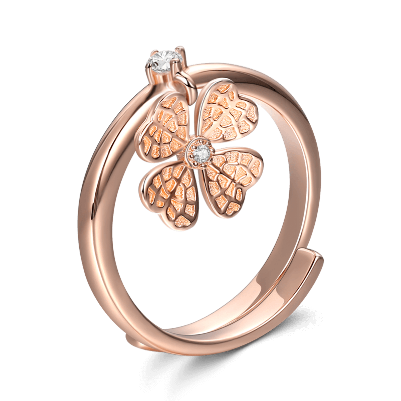 Soufeel Lucky Clover Ring Rose Gold Plated Silver - soufeelus