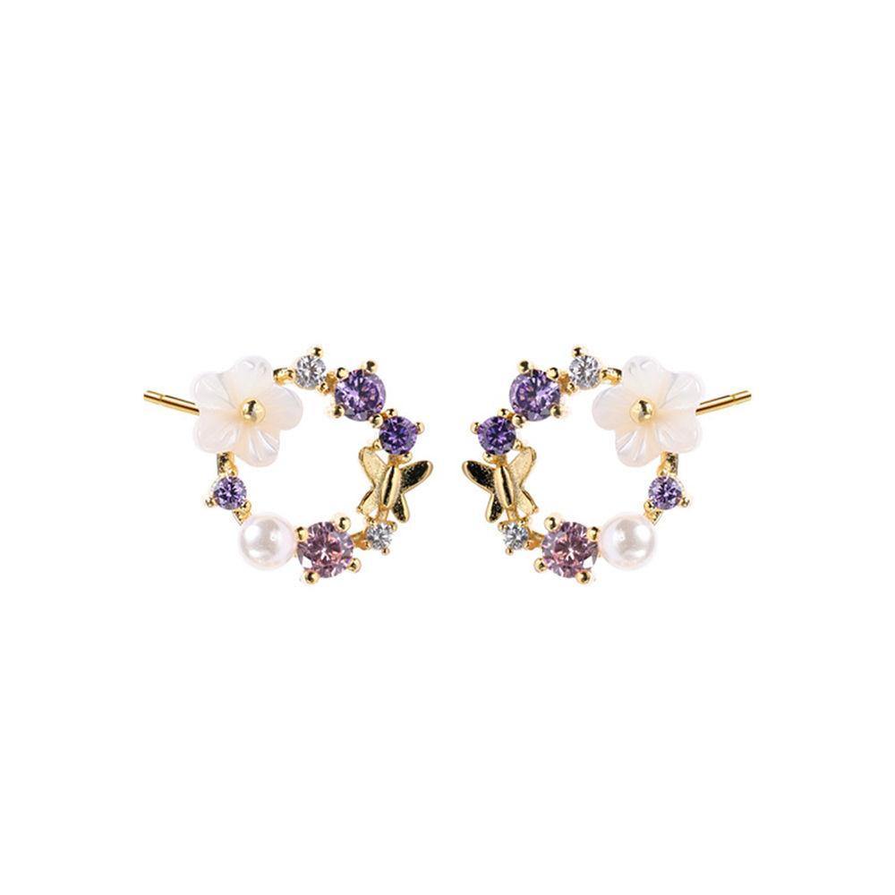 Pearl Zircon Flower Earrings - soufeelus