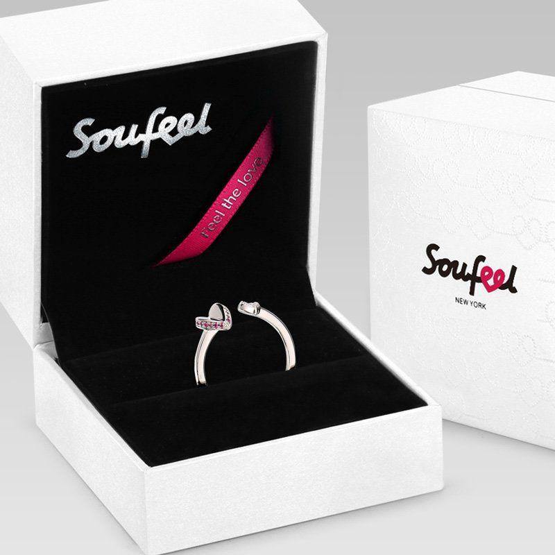 Heart to Heart Ring with Pave CZ Silver - soufeelus