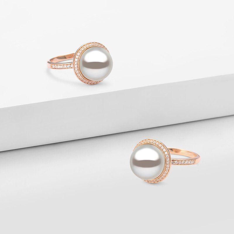 Pearl Ring Rose Gold 925 Sterling Silver