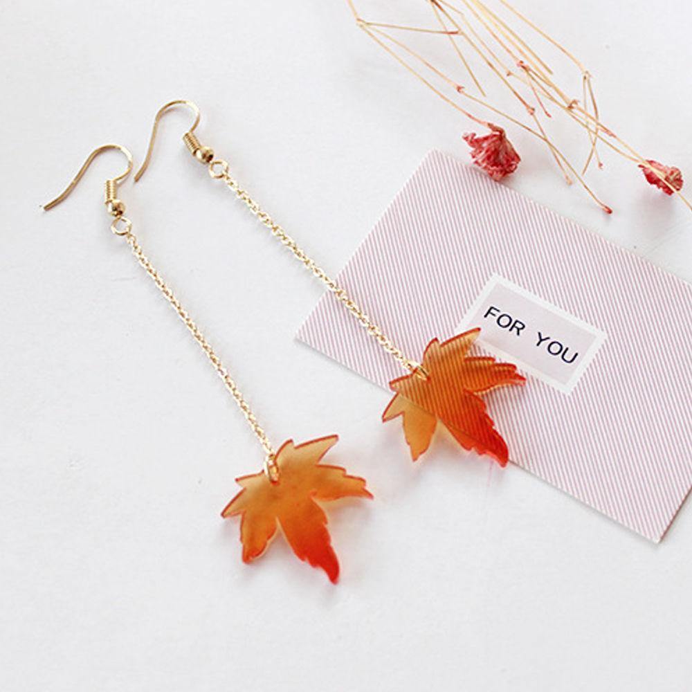 Bright Maple Leaf Long Drop Earrings Women Gift - soufeelus