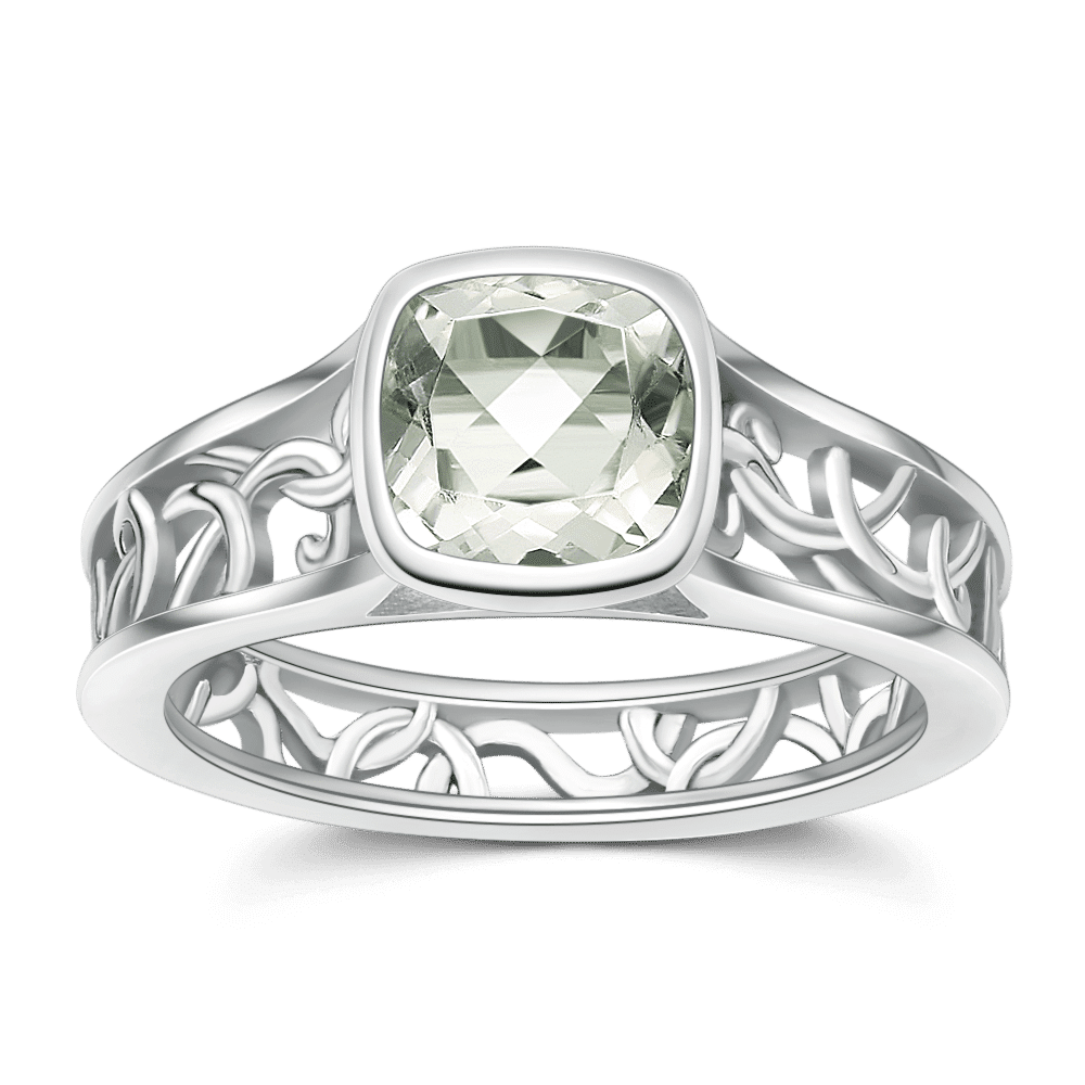 Splendor Engagement Ring Natural Green Amethyst 925 Sterling Silver