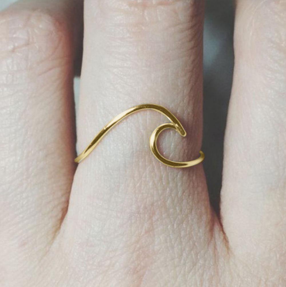 Wave Ring Dainty Wave Ring Beach Ring Gold Wave - soufeelus