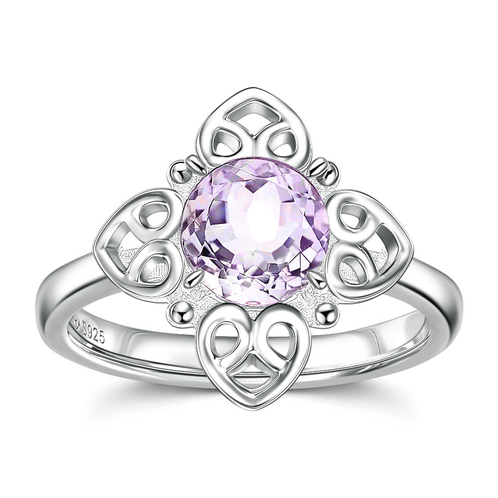 Enchant Engagement Ring Natural Pink Amethyst 925 Sterling Silver