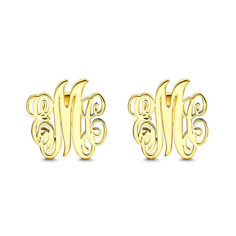 Monogram Earrings Gold Plated Silver - soufeelus