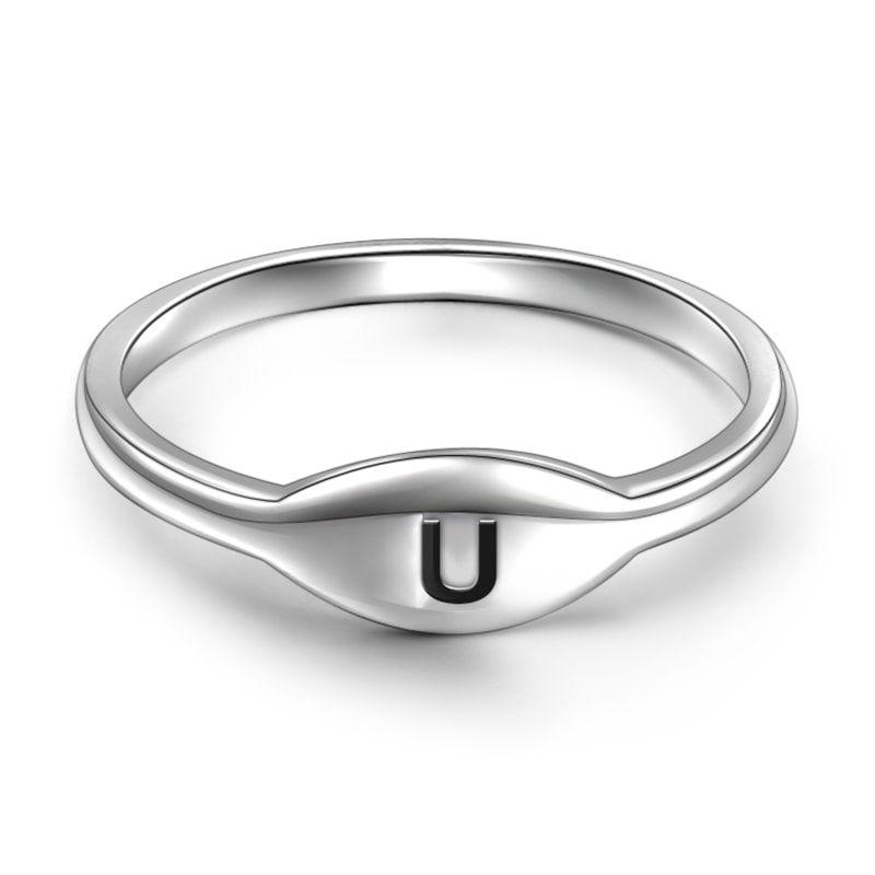 Letter U Ring 925 Sterling Silver