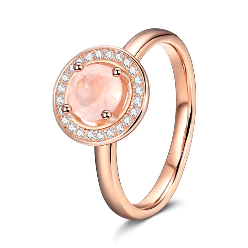 Pink Crystal Luminous Love Ring Rose Gold 925 Sterling Silver