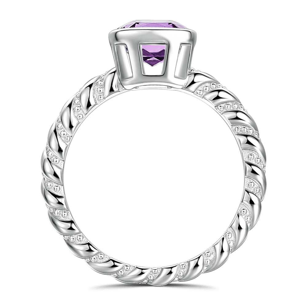 Endear Engagement Ring Natural Amethyst 925 Sterling Silver