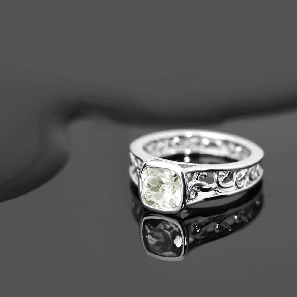 Splendor Engagement Ring Natural Green Amethyst 925 Sterling Silver