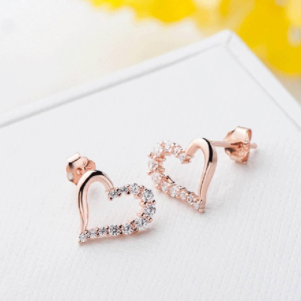 Heart Earrings Rose Gold Plated Silver - soufeelus