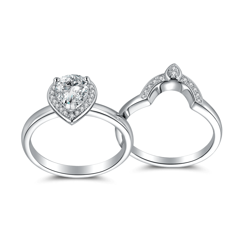 Female Crown Of Love Wedding Ring Set 925 Sterling Silver