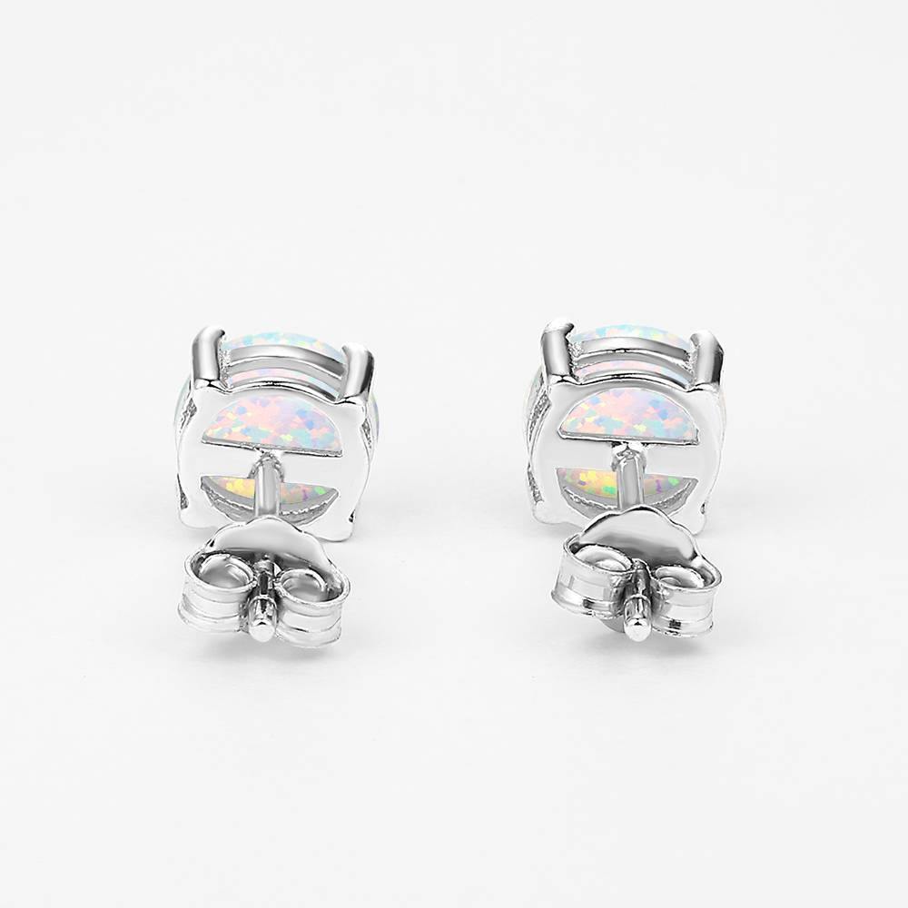 White Earrings Silver Opal - soufeelus