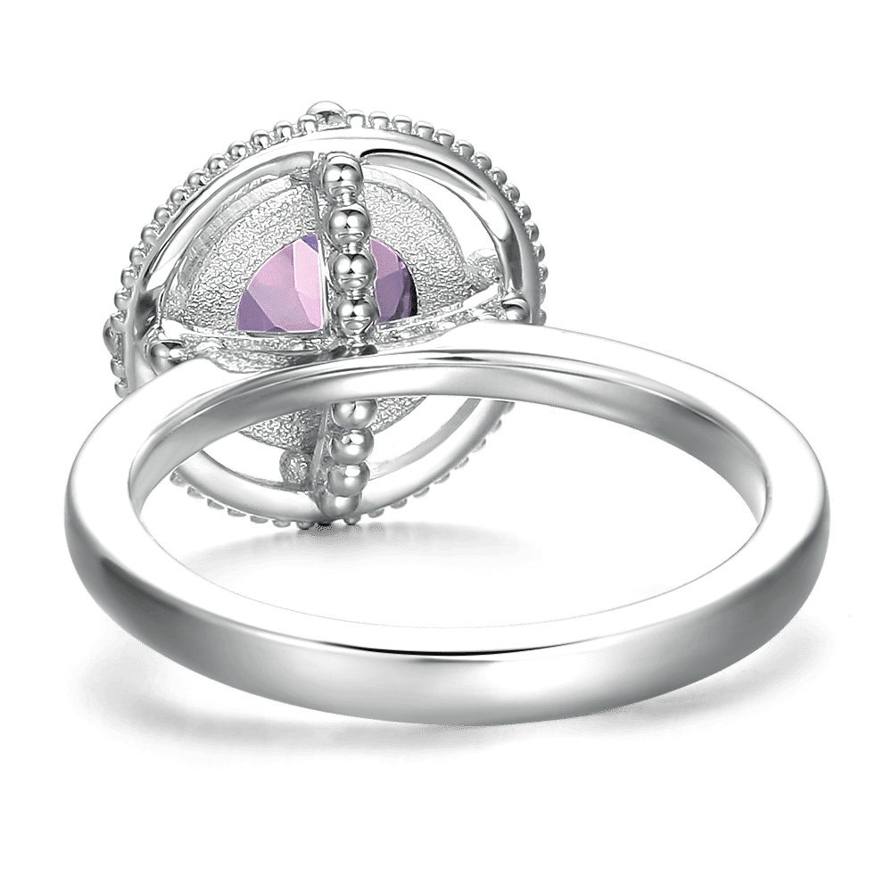 Harmony Engagement Ring Natural Pink Amethyst 925 Sterling Silver