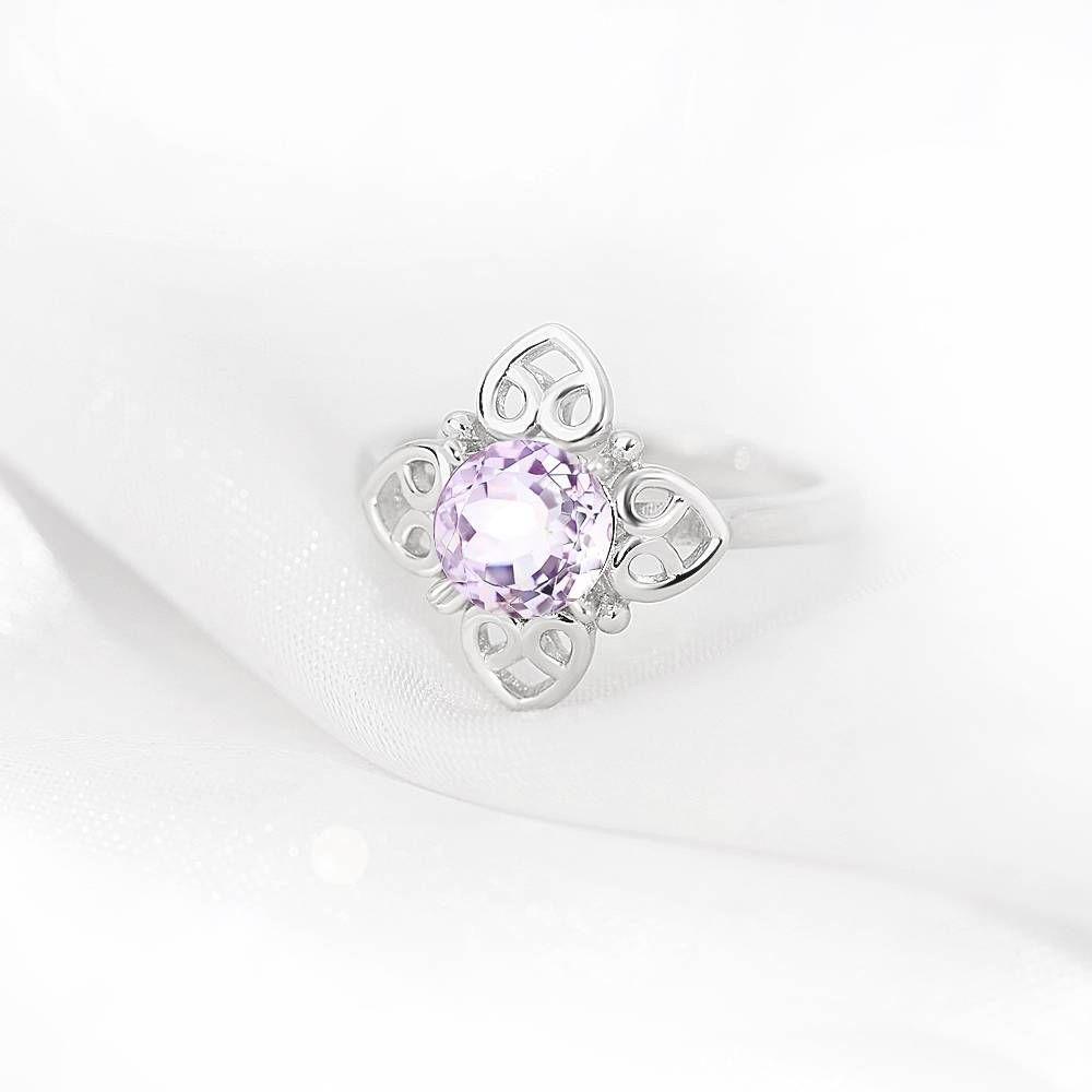 Enchant Engagement Ring Natural Pink Amethyst 925 Sterling Silver