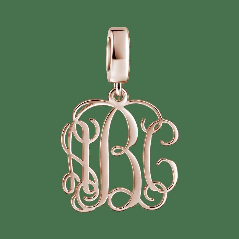 Monogram Pendant Charm Rose Gold Plated Silver - soufeelus