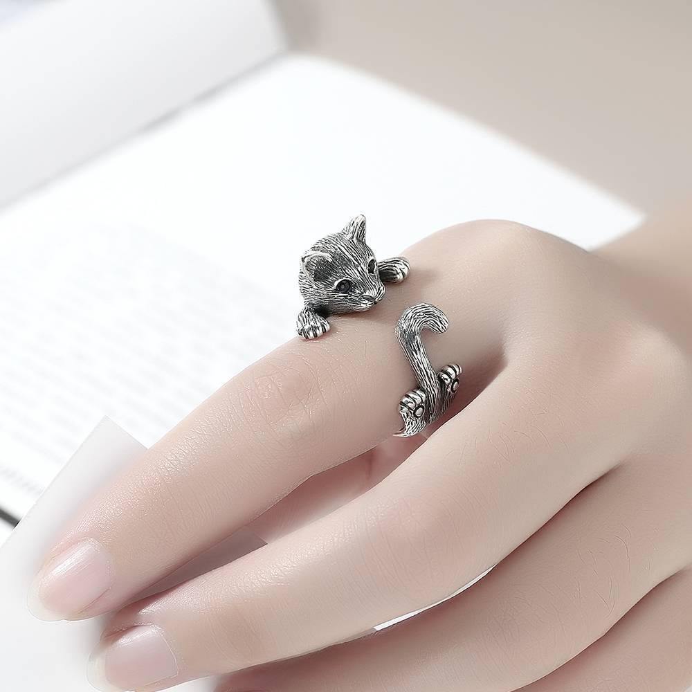 Silver Cat Ring - soufeelus