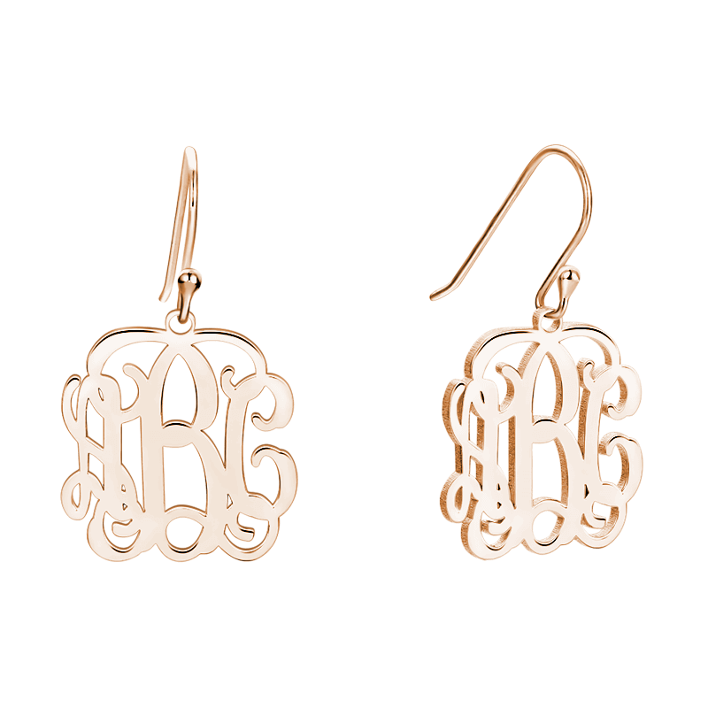 Monogram Earrings Rose Gold Plated Silver - soufeelus