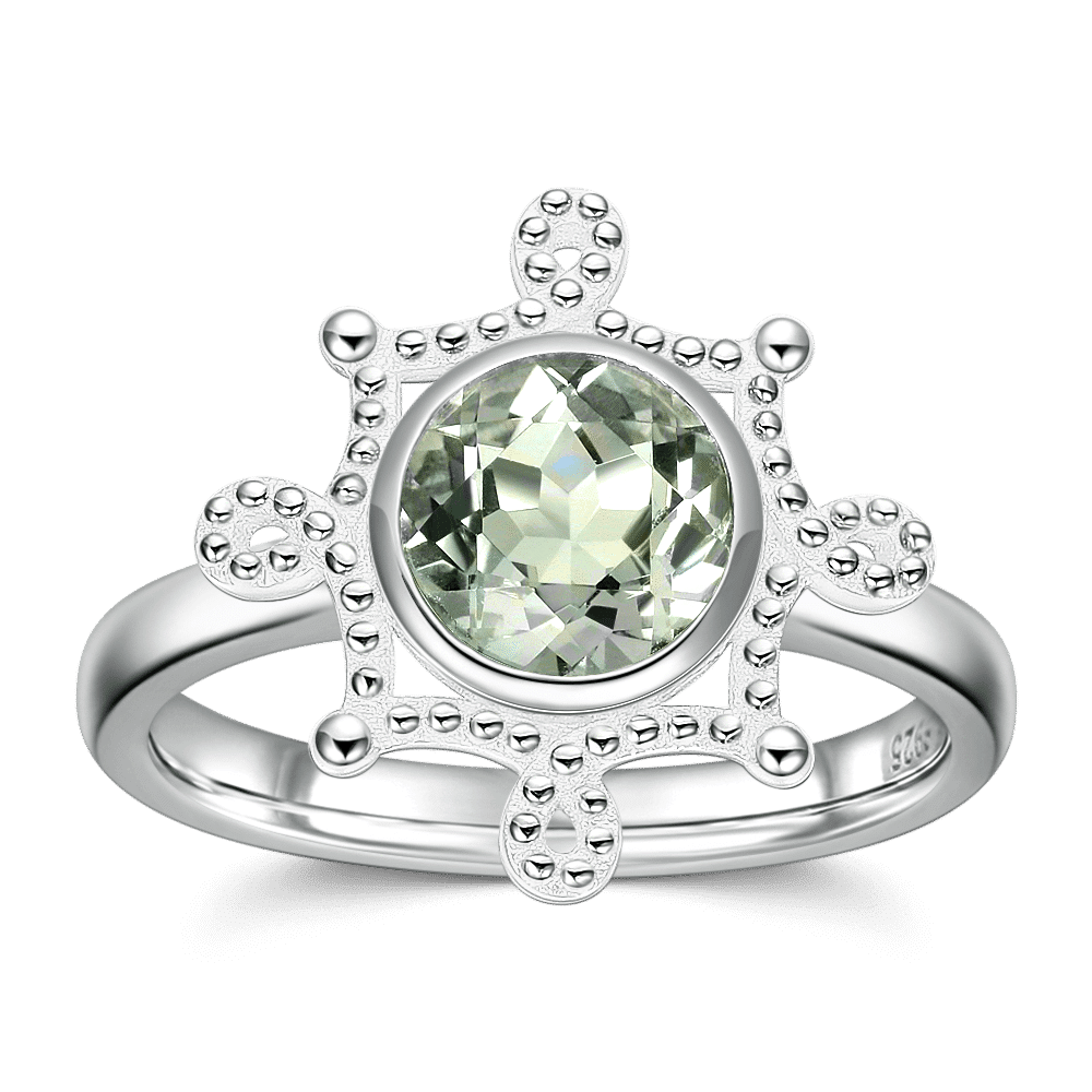 Eternity Engagement Ring Natural Green Amethyst 925 Sterling Silver