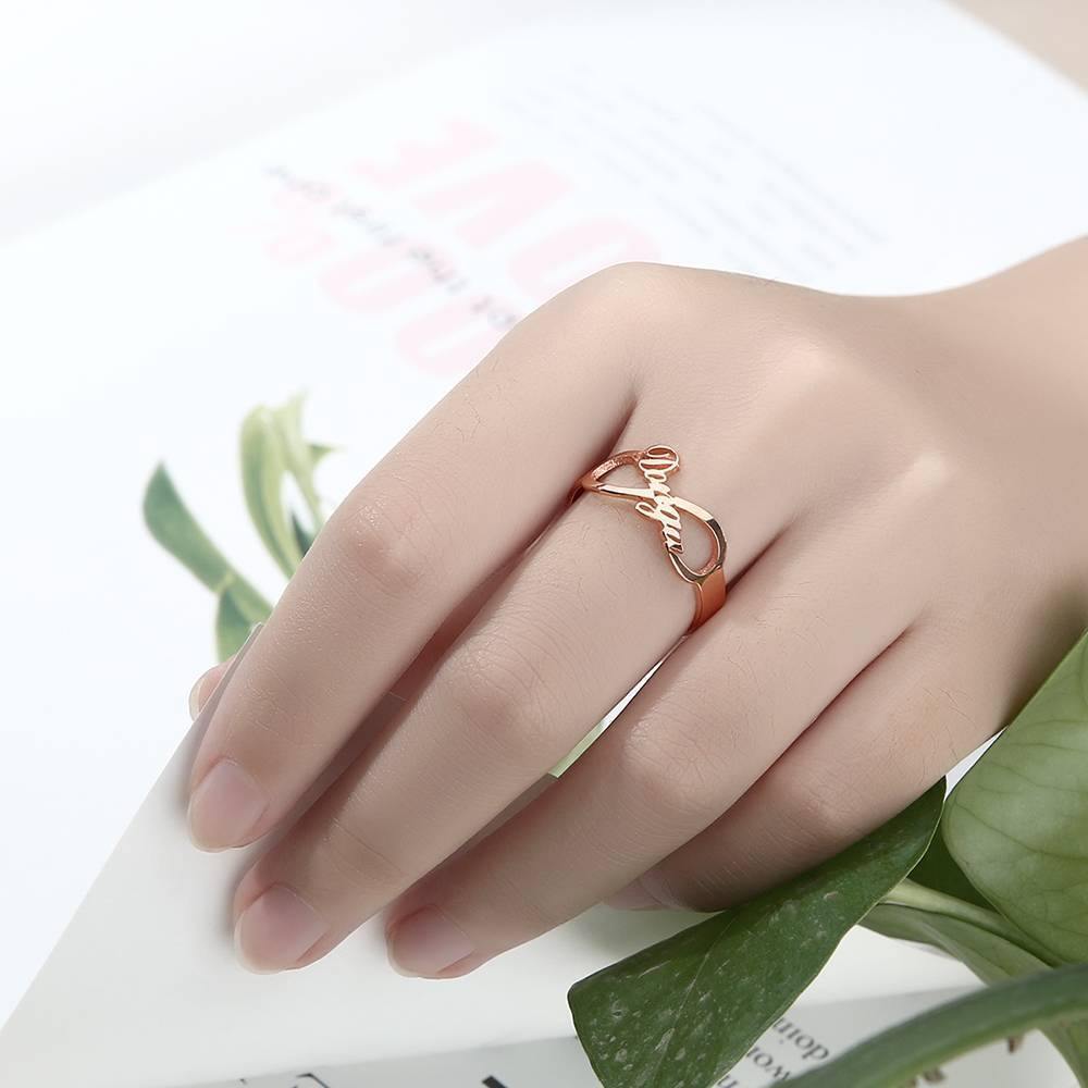 Infinity Name Ring Rose Gold Plated Silver - soufeelus