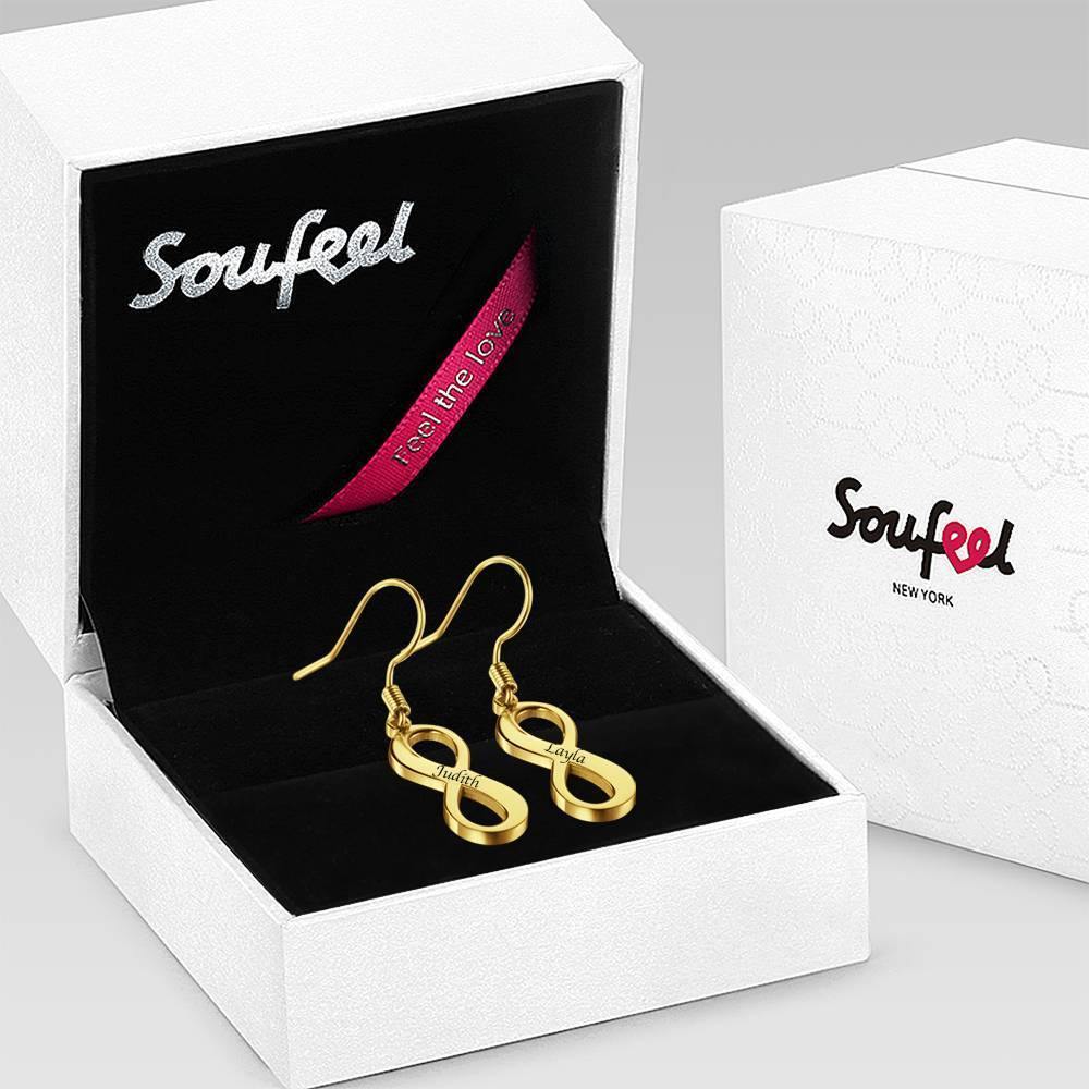 Custom Engraved Earrings with Infinity Earrings 14K Gold Plated - soufeelus