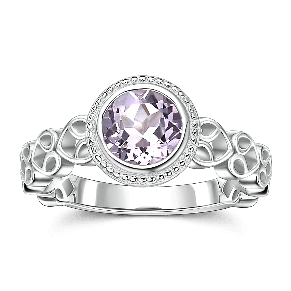 Desire Engagement Ring Natural Pink Amethyst 925 Sterling Silver