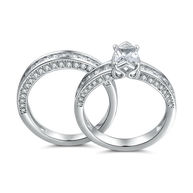 Female Declaration Of Love Wedding Ring Set 925 Sterling Silver