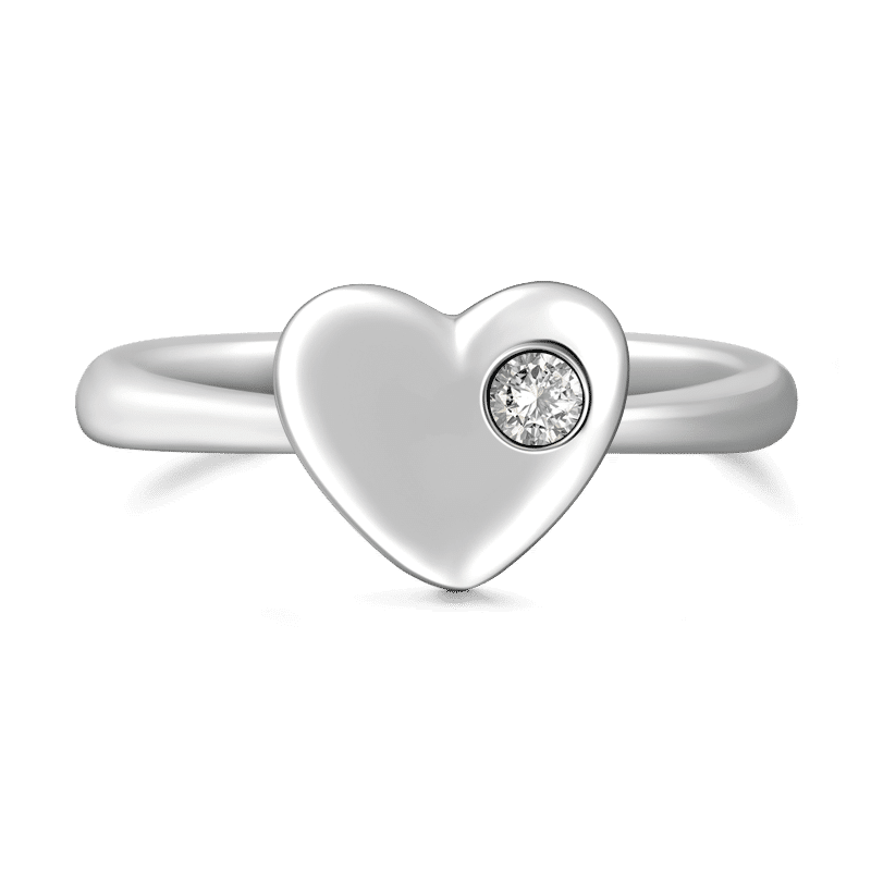 Diamond Heart Ring 925 Sterling Silver