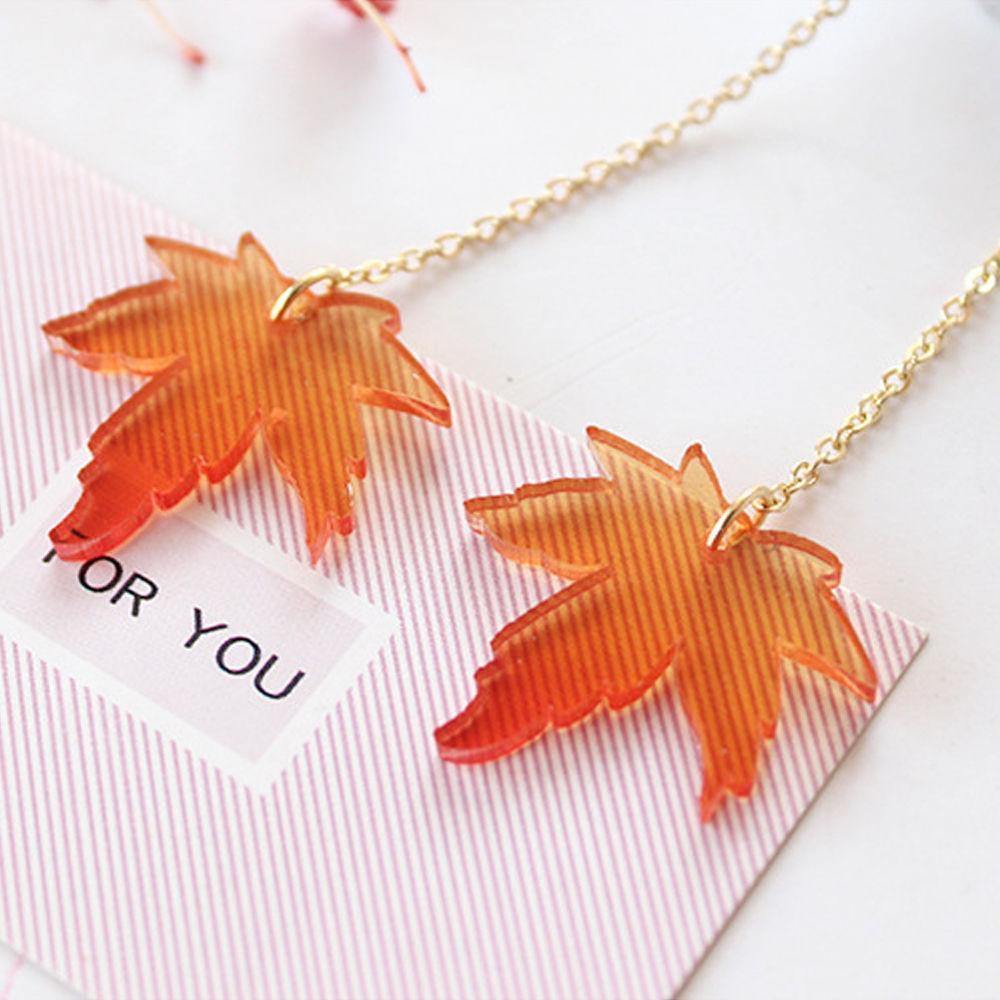 Bright Maple Leaf Long Drop Earrings Women Gift - soufeelus